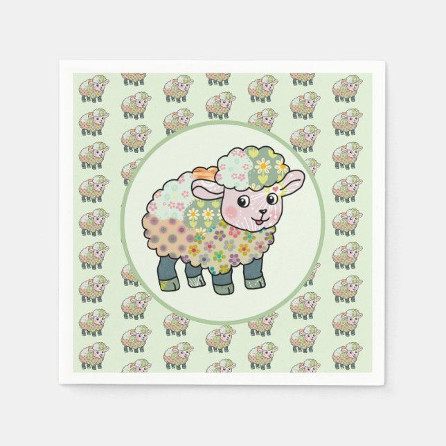 colorful lamb postcard napkins (Front)