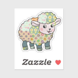 colorful lamb postcard sticker