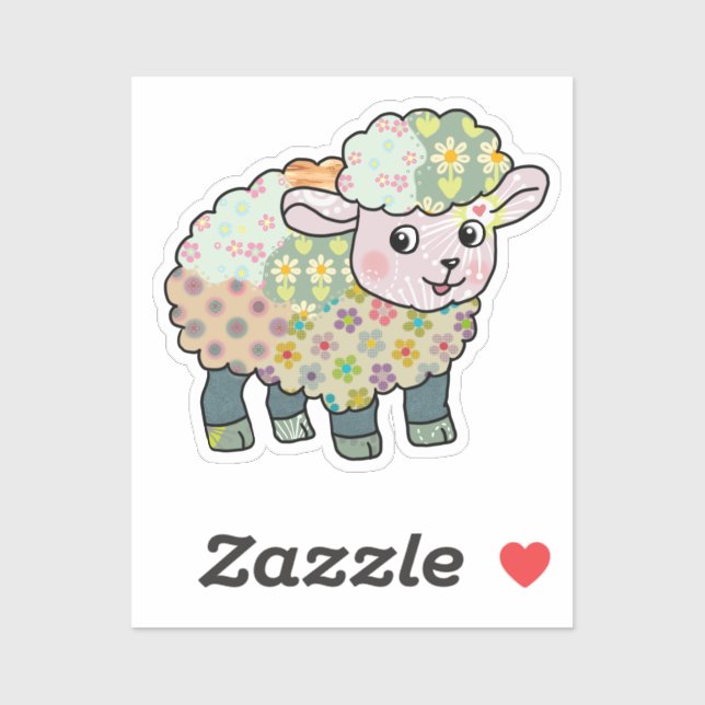 colorful lamb postcard sticker (Sheet)
