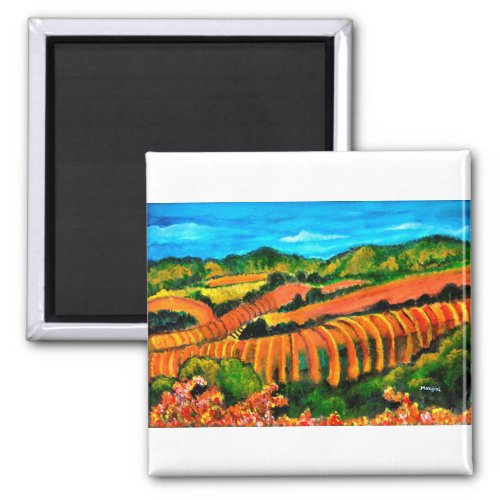 Colorful Landscape painting of sonoma valley calif Magnet
