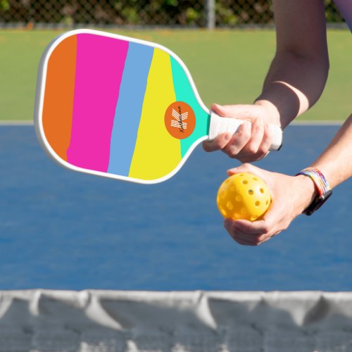 Colorful Landscape Personalize Initial Name Pickleball Paddle