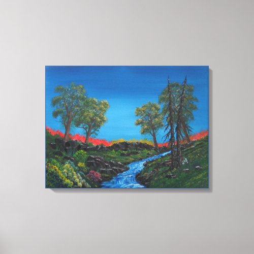 Colorful Landscape Rocky Forest Stream Canvas Print