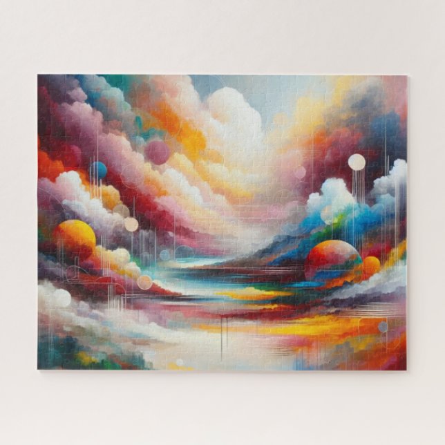 Colorful Landscape Trendy Modern AI Generated Art Jigsaw Puzzle (Horizontal)