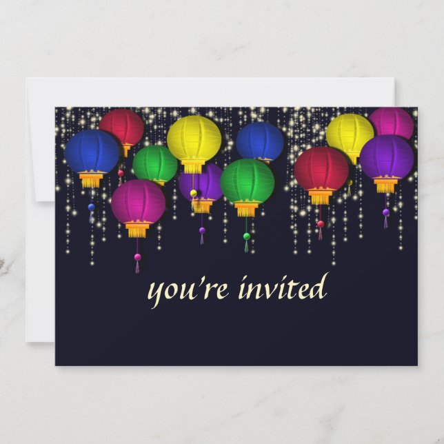 Colorful Lantern Party Invitation (Front)