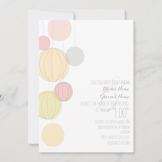 Colorful Lanterns Garden Wedding Invite (Front)