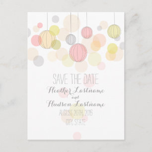 Colorful Lanterns Garden Wedding Save The Date Announcement Postcard