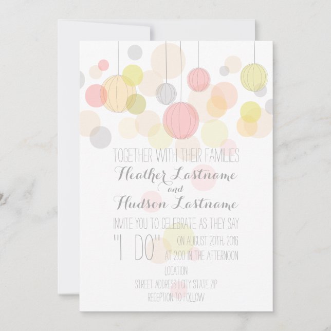 Colorful Lanterns Wedding Invitation (Front)