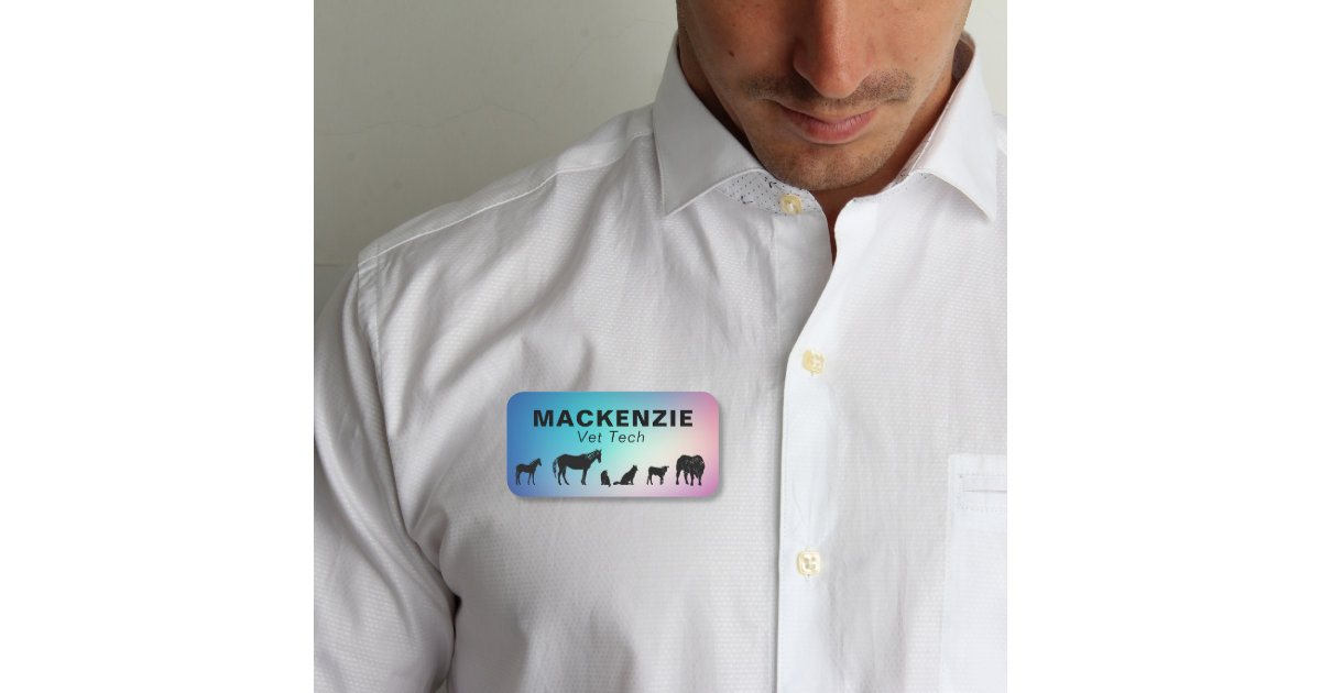 Colorful Large and Small Animal Veterinarian Name Tag Zazzle Colorful Large and Small Animal Veterinarian Name Tag Zazzle
