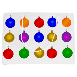 Colorful Large Gift Bag with Christmas Bulbs