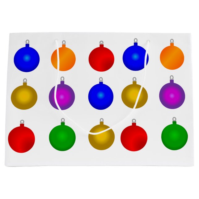 Colorful Large Gift Bag with Christmas Bulbs (Front)