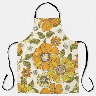 Colorful Large Scale Hand-Drawn Floral vintage Sea Apron
