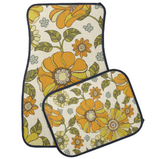Colorful Large Scale Hand-Drawn Floral vintage Sea Car Floor Mat