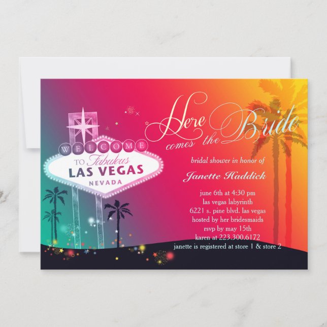 Colorful Las Vegas Bridal Shower Invitation (Front)