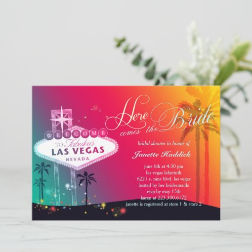 Colorful Las Vegas Bridal Shower Invitation Zazzle