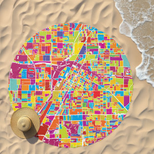Colorful Las Vegas, Nevada Map Beach Towel