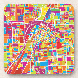 Colorful Las Vegas, Nevada Map Beverage Coaster