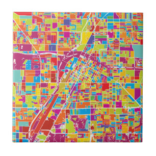 Colorful Las Vegas, Nevada Map Ceramic Tile