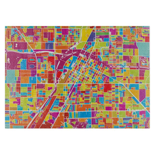 Colorful Las Vegas, Nevada Map Cutting Board (Front)