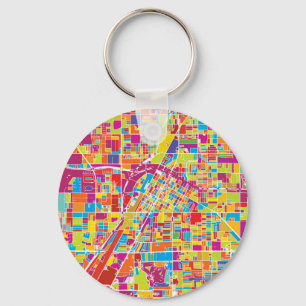 Colorful Las Vegas, Nevada Map Keychain