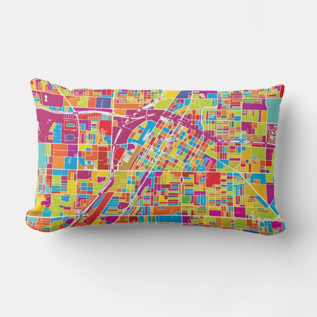 Colorful Las Vegas, Nevada Map Lumbar Pillow (Front)