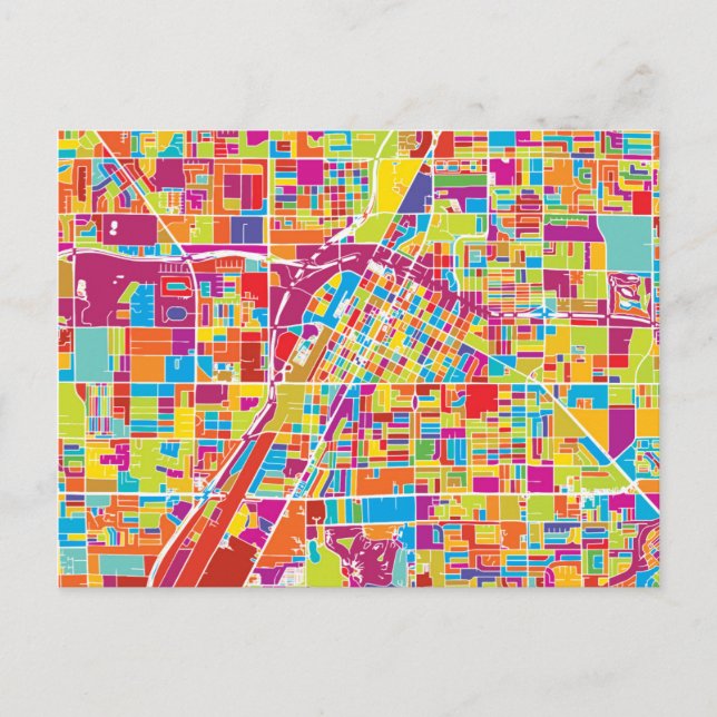 Colorful Las Vegas, Nevada Map Postcard (Front)