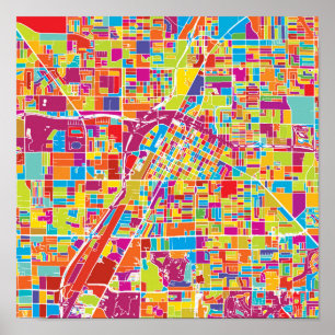 Colorful Las Vegas, Nevada Map Poster