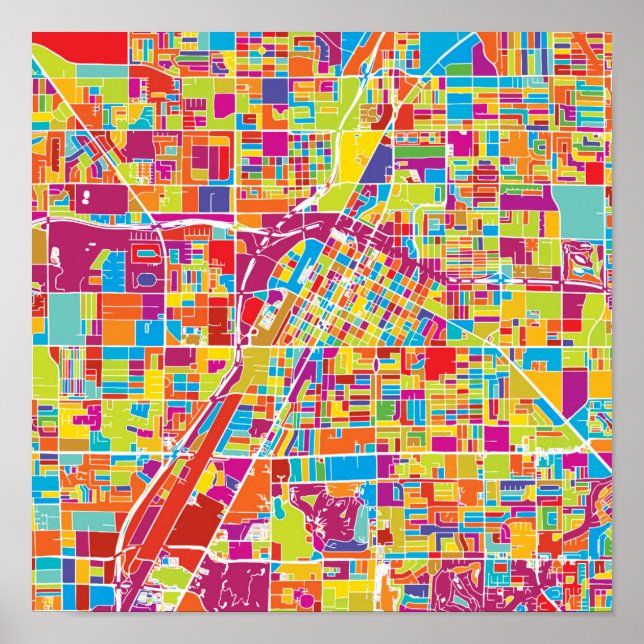 Colorful Las Vegas, Nevada Map Poster (Front)