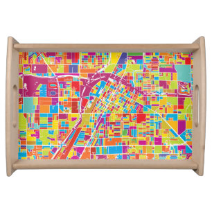 Colorful Las Vegas, Nevada Map Serving Tray