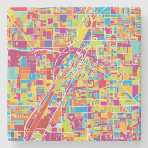 Colorful Las Vegas, Nevada Map Stone Coaster