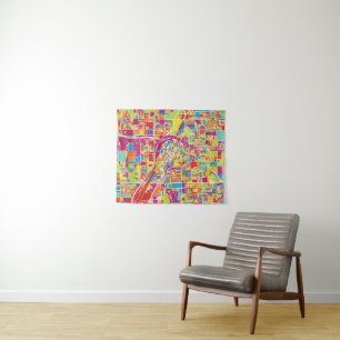 Colorful Las Vegas, Nevada Map Tapestry