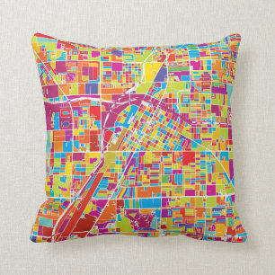 Colorful Las Vegas, Nevada Map Throw Pillow