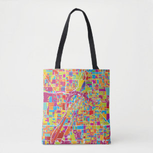 Colorful Las Vegas, Nevada Map Tote Bag