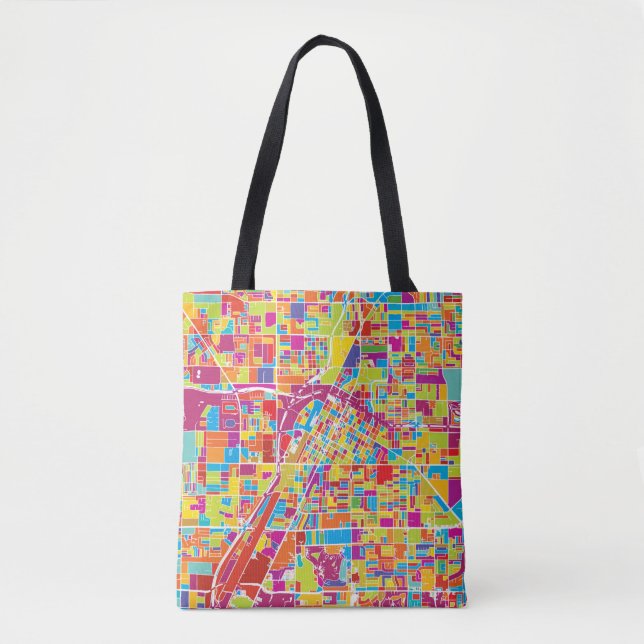 Colorful Las Vegas, Nevada Map Tote Bag (Front)