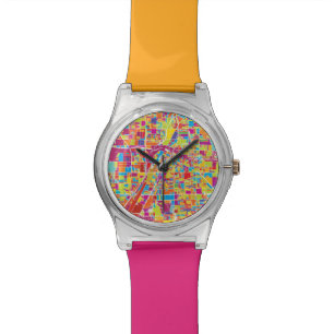 Colorful Las Vegas, Nevada Map Wrist Watch