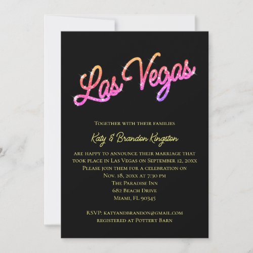 Colorful Las Vegas Sparkles Post Wedding Invitation