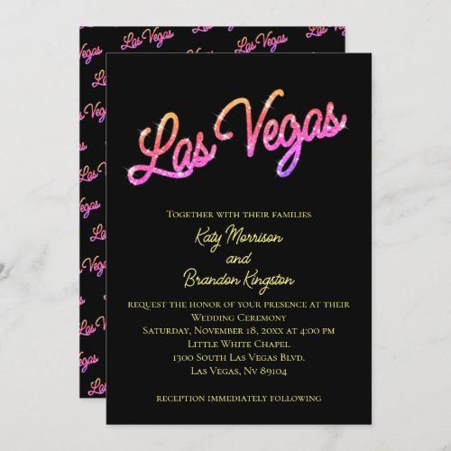 Colorful Las Vegas Sparkles Wedding Invitation