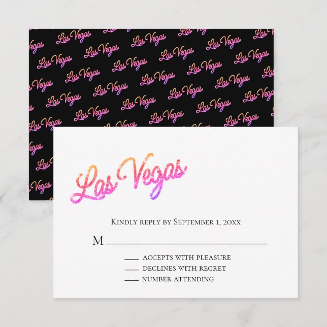 Colorful Las Vegas Sparkles Wedding RSVP Invitation (Front/Back)
