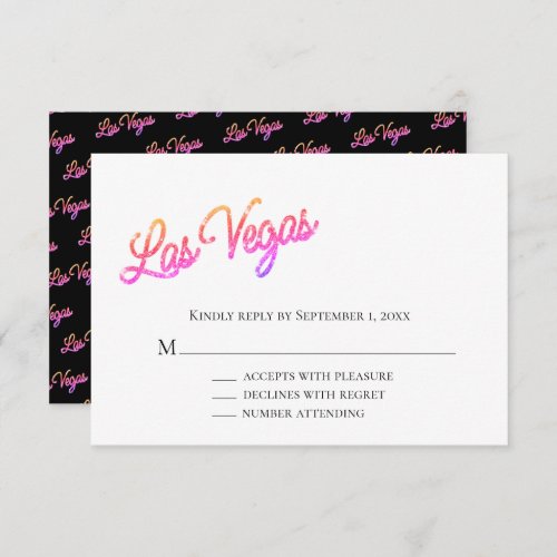 Colorful Las Vegas Sparkles Wedding RSVP Invitation
