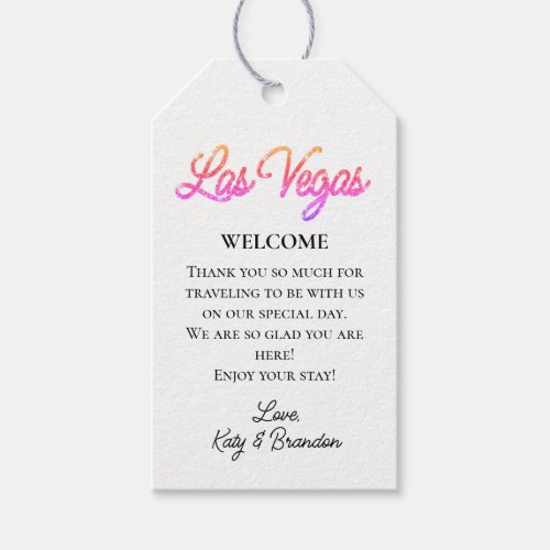 Colorful Las Vegas Sparkles Wedding Welcome Gift Tags