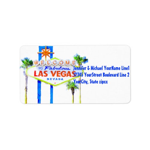 Colorful Las Vegas Welcome Sign Label