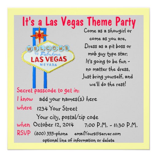 Las Vegas Party Invitations Templates 10