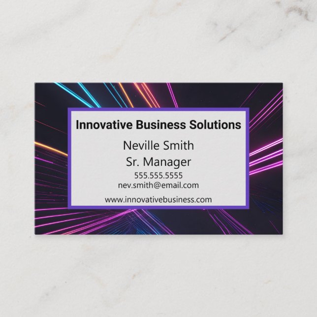 Colorful Laser Light Rays High Tech IT Business Card (Front)