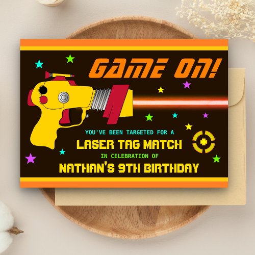 Colorful Laser Tag Kids Birthday Party Invitation