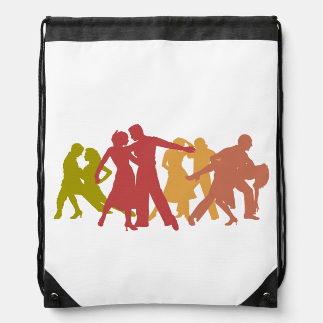 Colorful Latin Dancers Drawstring Bag (Front)