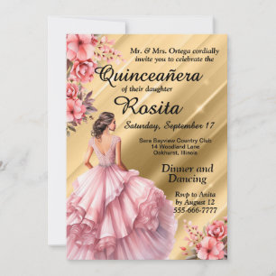 Colorful Latino Girls 15th Birthday Quinceanera Invitation
