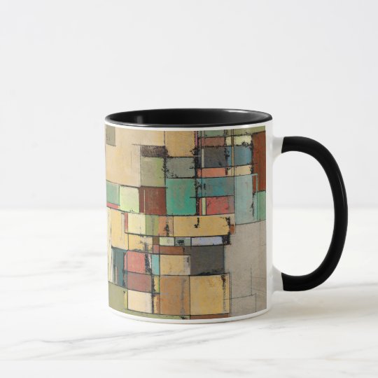 Colorful Lattice Abstract Art Ringer Mug