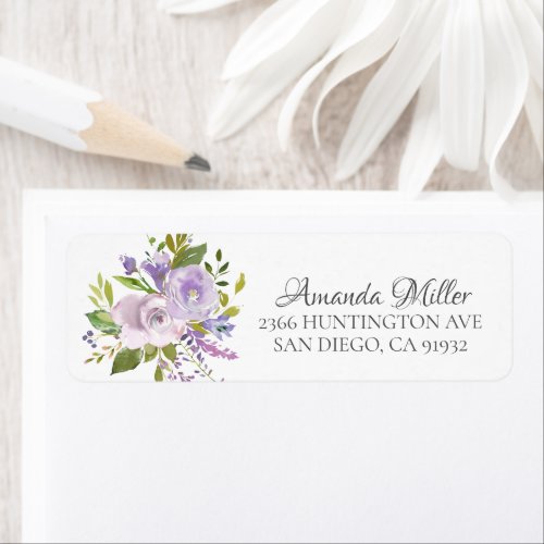 Colorful Lavender Floral Return address Label