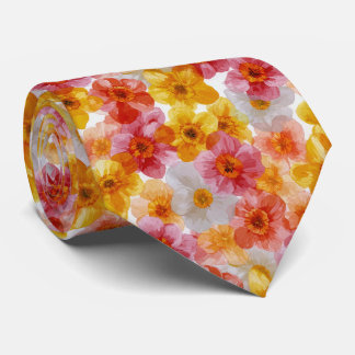 Colorful Layered Daffodils Floral Pattern Neck Tie