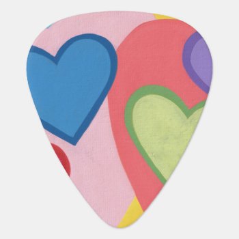 Colorful Layered Hearts Custom Guitar Picks by Cherylsart at Zazzle