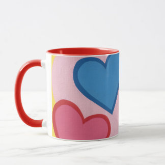 Colorful Layered Hearts Mugs and Cups